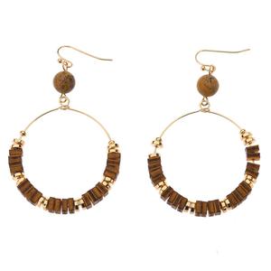Ashley Cooper(tm) Wood Hoop Earrings with Beaded Accent