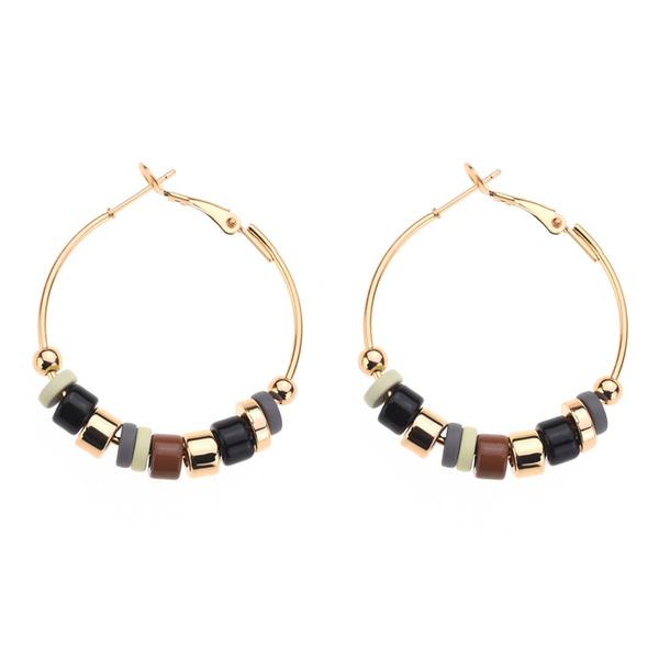 Ashley Cooper(tm) Beaded Earth-Tone Hoop Earrings