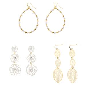 Ashley Cooper(tm) Two-Tone Flower Dangle & Hoop Earring Set