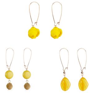 Ashley Cooper(tm) Gold-Tone Yellow Beaded Trio Earring Set
