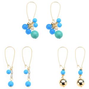 Ashley Cooper(tm) Gold-Tone Blue Beaded Wire Trio Earring Set