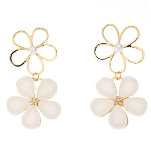 Ashley Cooper(tm) Gold & Pink Flower Earrings with Pearls
