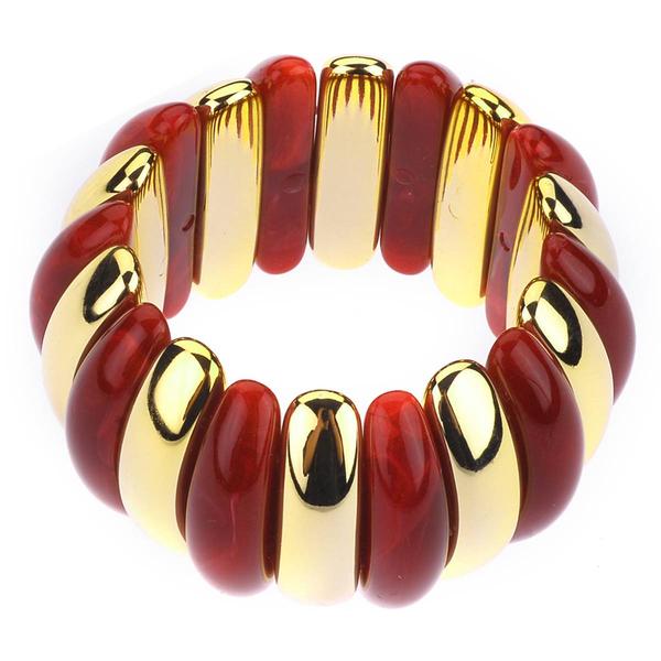 Ashley Cooper(tm) Alternating Red & Gold-Tone Chunky Bangle Bracelet