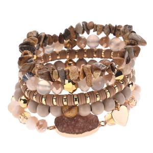 Ashley Cooper(tm) Earth-Tone & Beaded Bracelet Stack