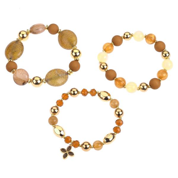 Ashley Cooper(tm) Trio Gold-Tone & Earth-Tone Beaded Bracelet Set