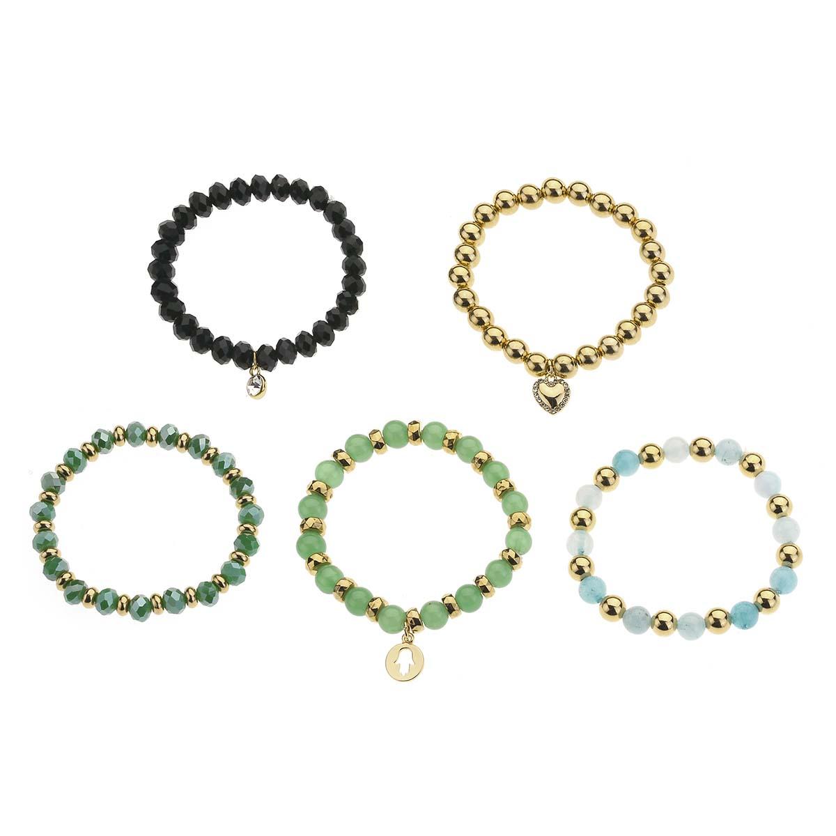 Ashley Cooper(tm) 5pc. Multi Color Beaded Stretch Charm Bracelet