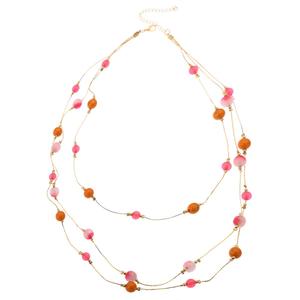 Ashley Cooper(tm) Pink & Orange Beaded Layered Statement Necklace