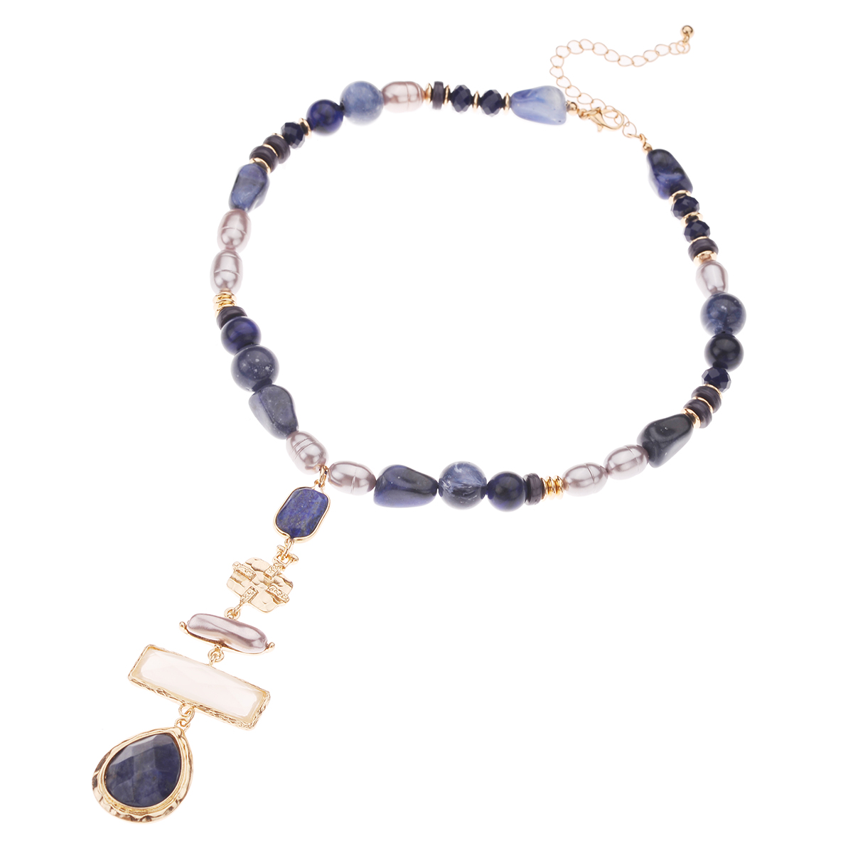 Ashley Cooper(tm) Gold-Tone Blue Beaded Y- Necklace