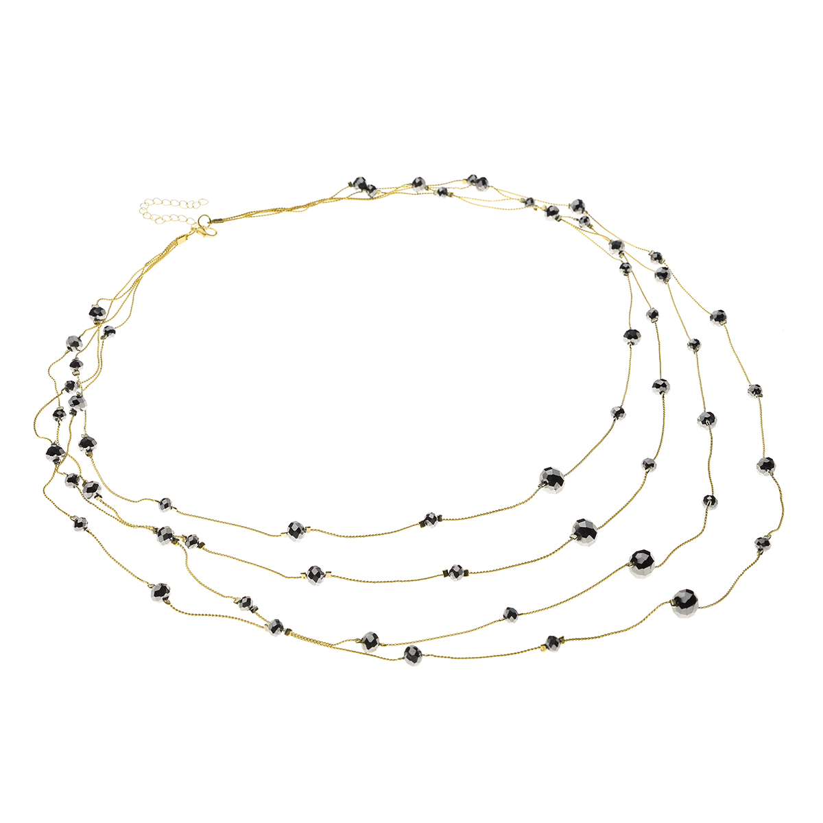 Ashley Cooper(tm) Jet Beaded Multi-Strand Station Necklace