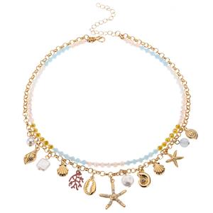 Ashley Cooper(tm) Layered Multi-Color Beaded Sea Life Charm Necklace