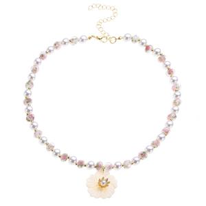 Ashley Cooper(tm) Gold Pearl & Beaded Flower Necklace