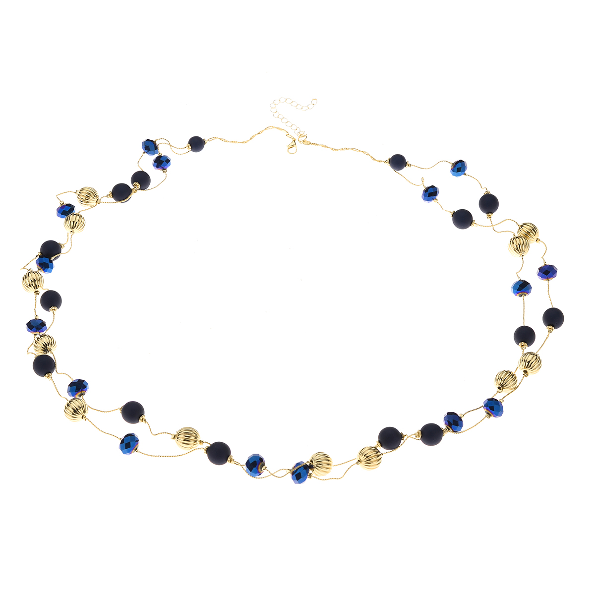 Ashley Cooper(tm) Jet Blue & Gold Tone Multi-Strad Beaded Necklace