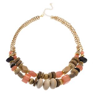 Ashley Cooper(tm) Gold Chain & Beaded Earth-Tone Stone Necklace