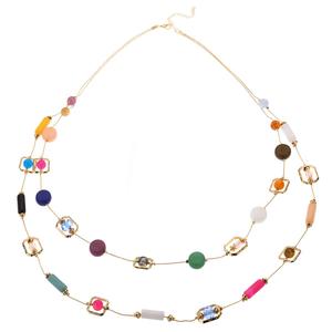 Ashley Cooper(tm) Multi-Color Beaded Duo Layered Statement Necklace