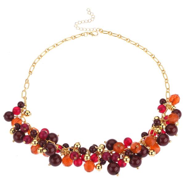 Ashley Cooper(tm) Pink & Purple Layered Bead Gold-Tone Necklace