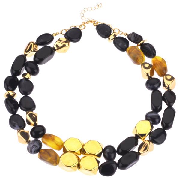 Ashley Cooper(tm) Dark Stone & Gold-Tone Layered Chunky Necklace