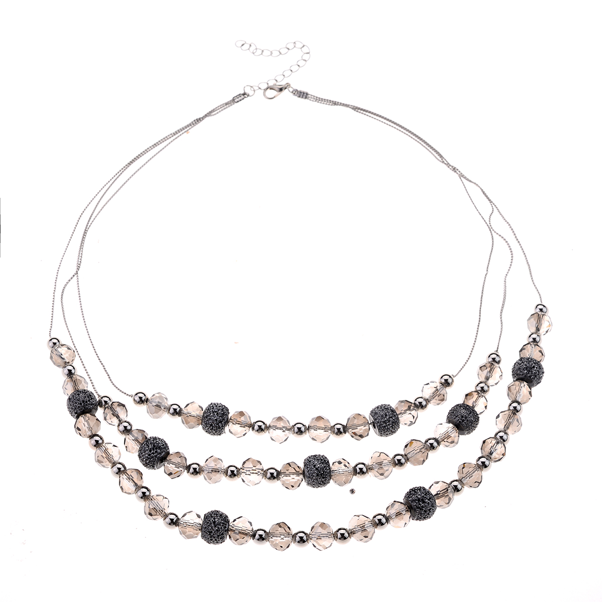 Ashley Cooper(tm) 3-Row Black Diamond Beaded Necklace