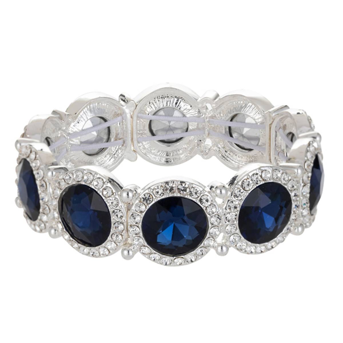 Gloria Vanderbilt Silver-Tone Denim Crystal Pave Stretch Bracelet