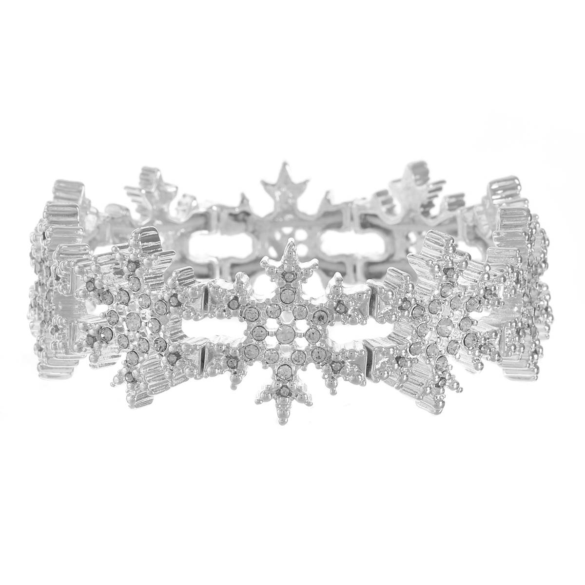 Gloria Vanderbilt Silver Tone Crystal Snowflake Stretch Bracelet