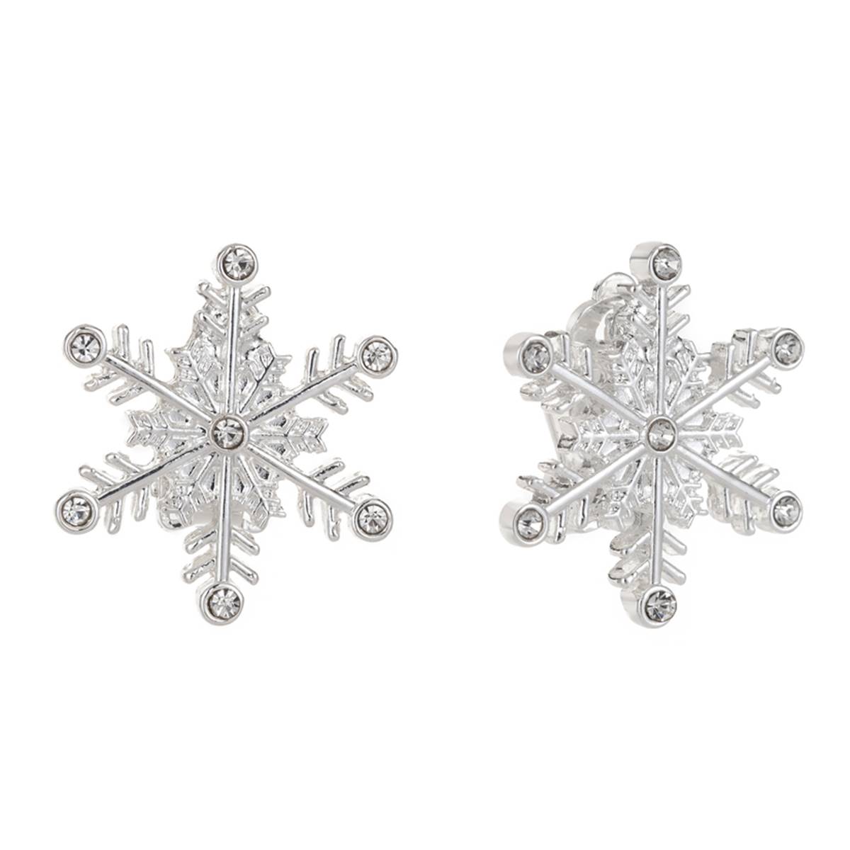 Gloria Vanderbilt Silver-Tone Crystal Snowflake Clip On Earrings