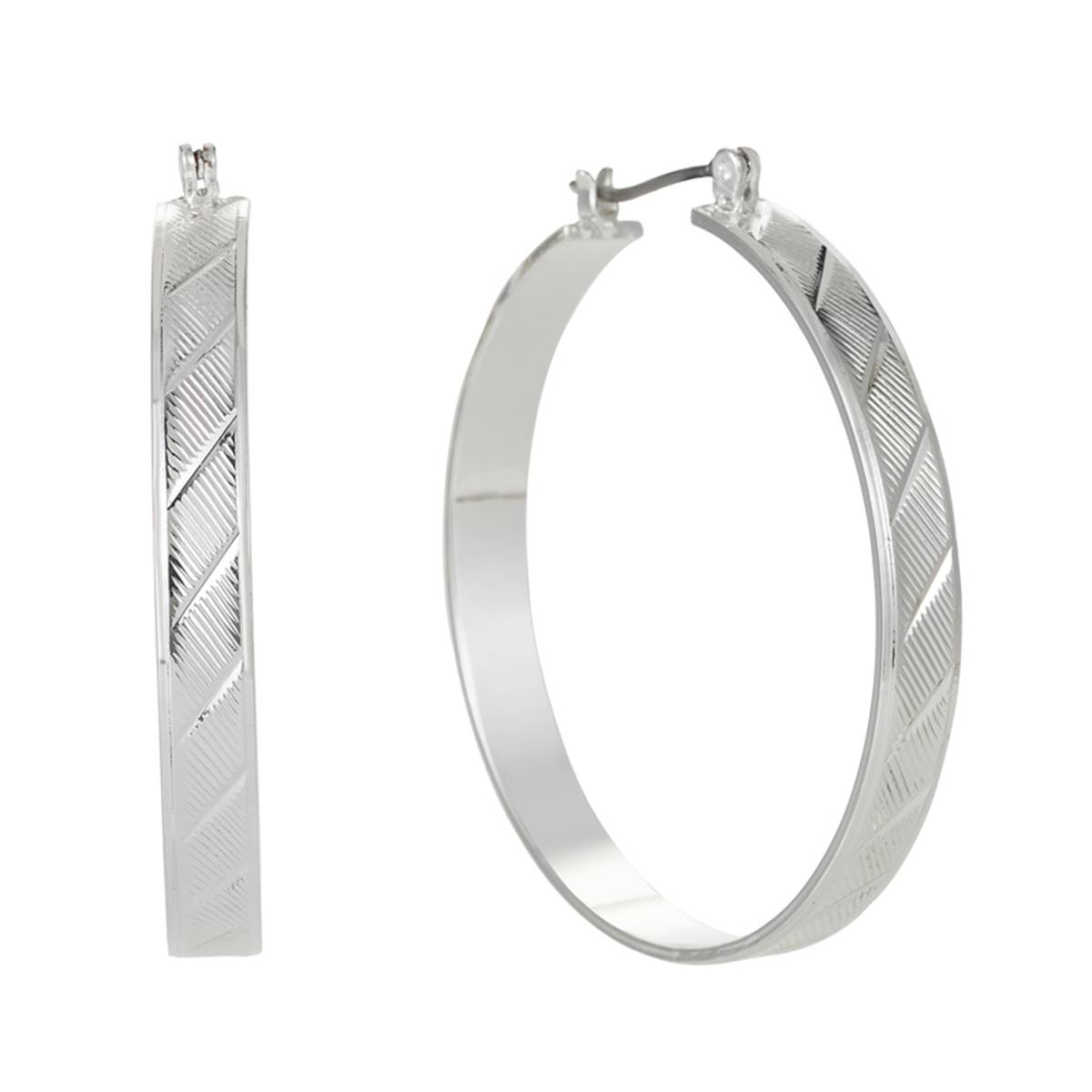 Gloria Vanderbilt Silver-Tone Textured Hoop Earrings