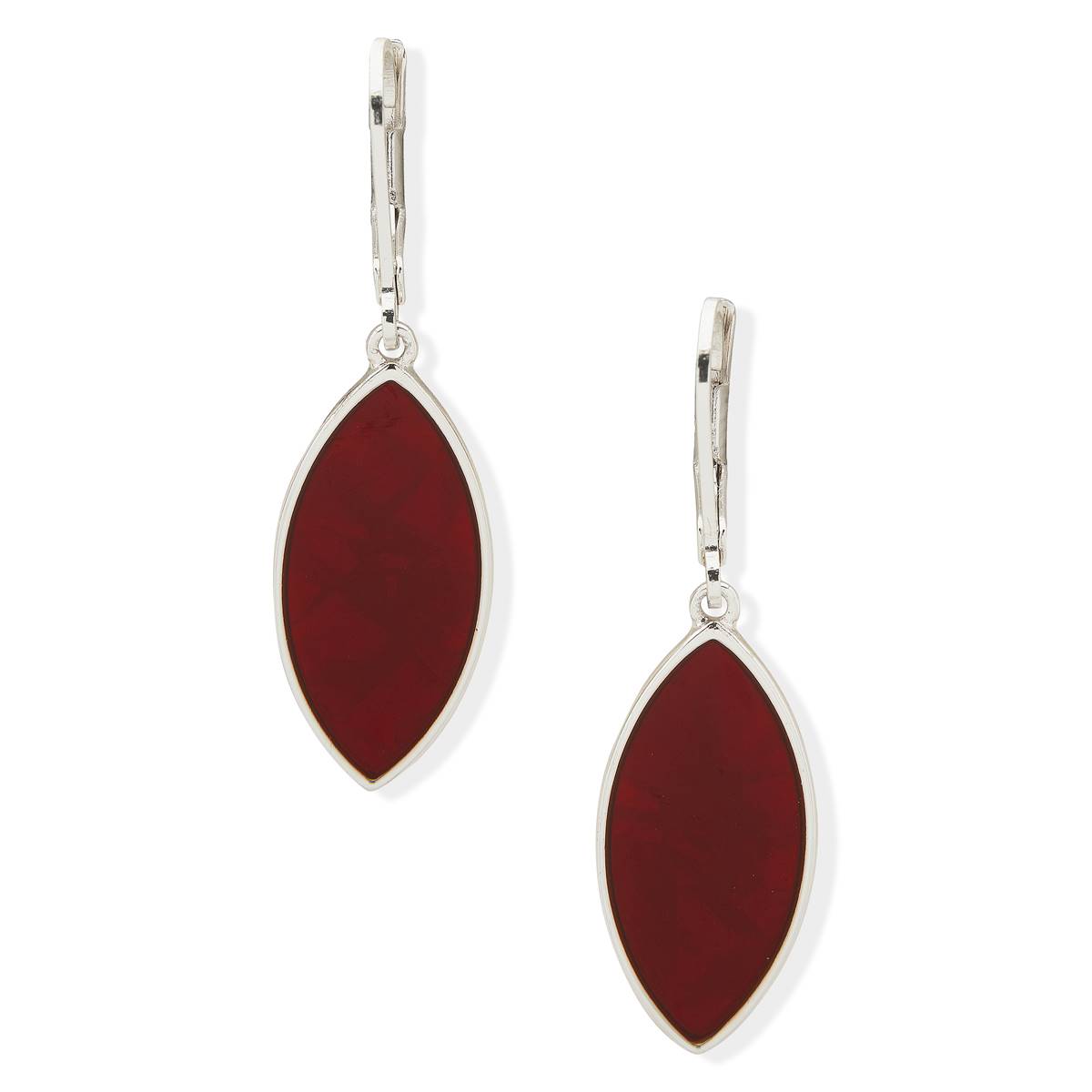 Gloria Vanderbilt Silver-Tone Navette Drop Earrings - Red