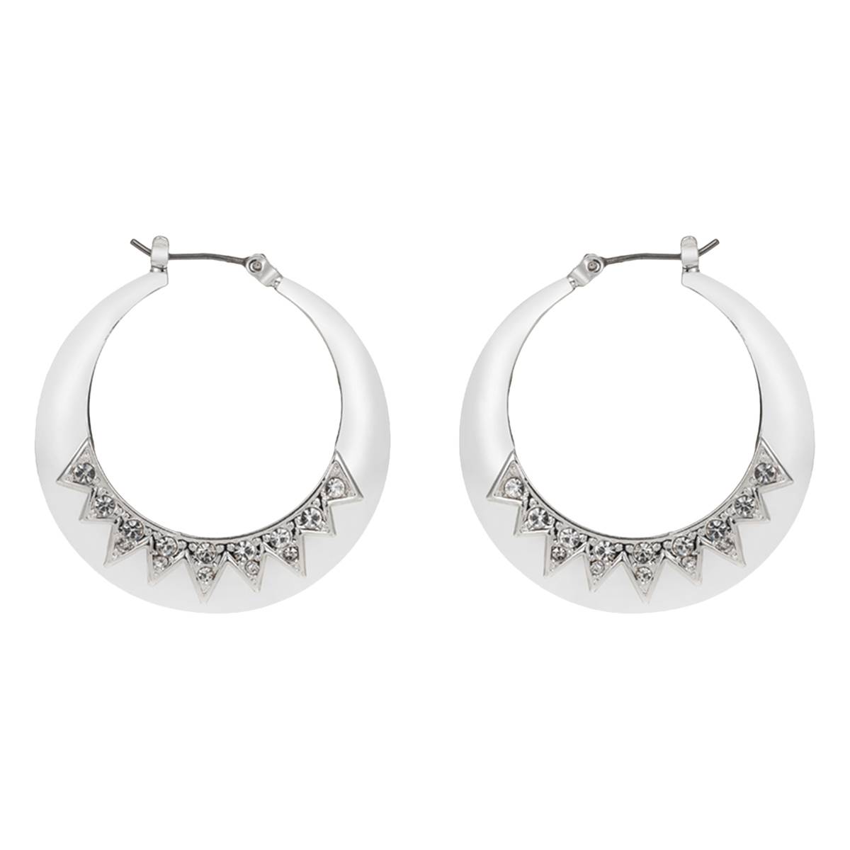 Gloria Vanderbilt 33mm Crystal Thick Hoop Click-Top Earrings