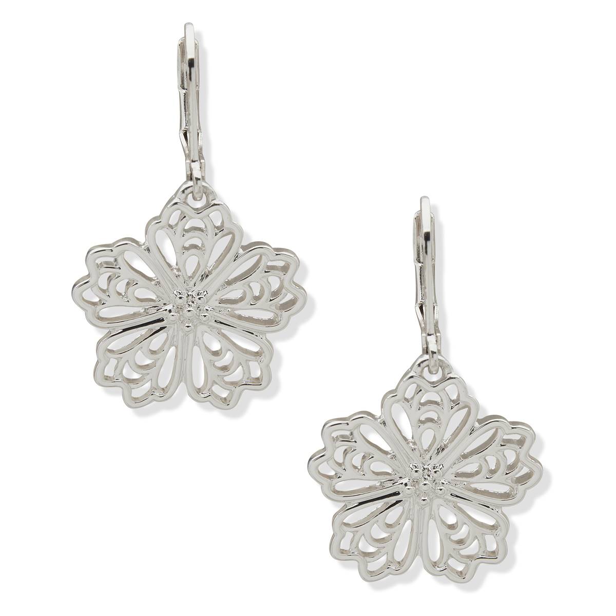 Gloria Vanderbilt Metal Flower Drop Leverback Earrings