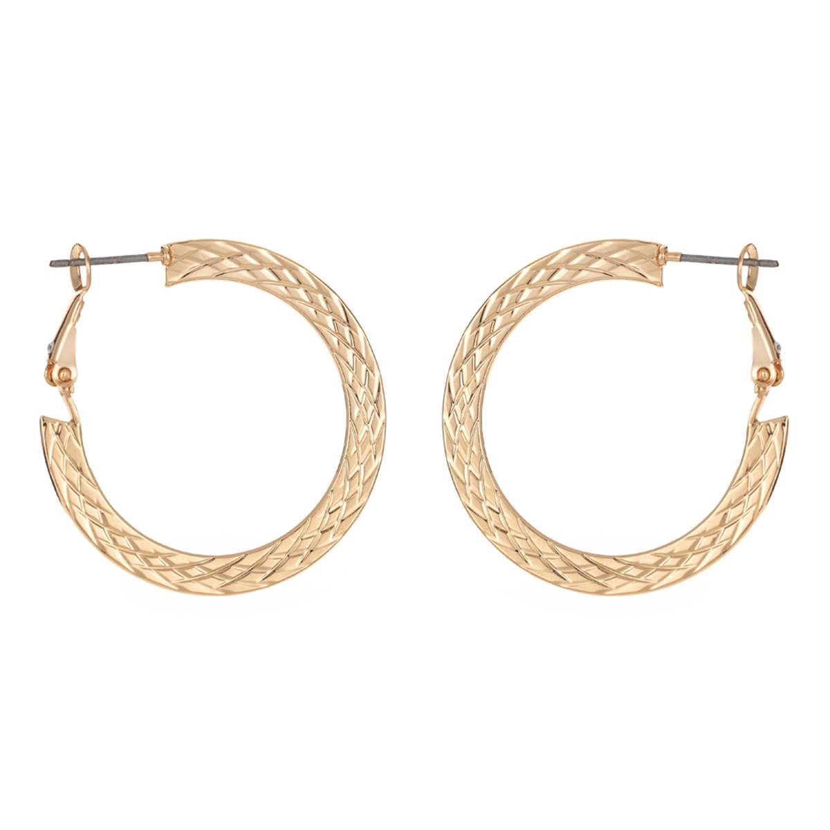 Gloria Vanderbilt Gold-Tone Flat Textured Hoop Click-Top Earrings