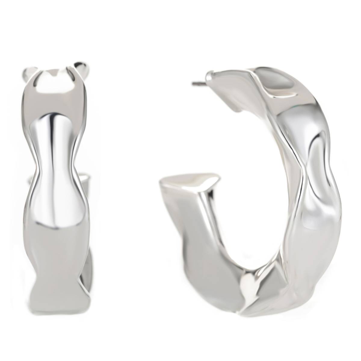 Gloria Vanderbilt Silver-Tone Chunky Textured C Hoop Earrings