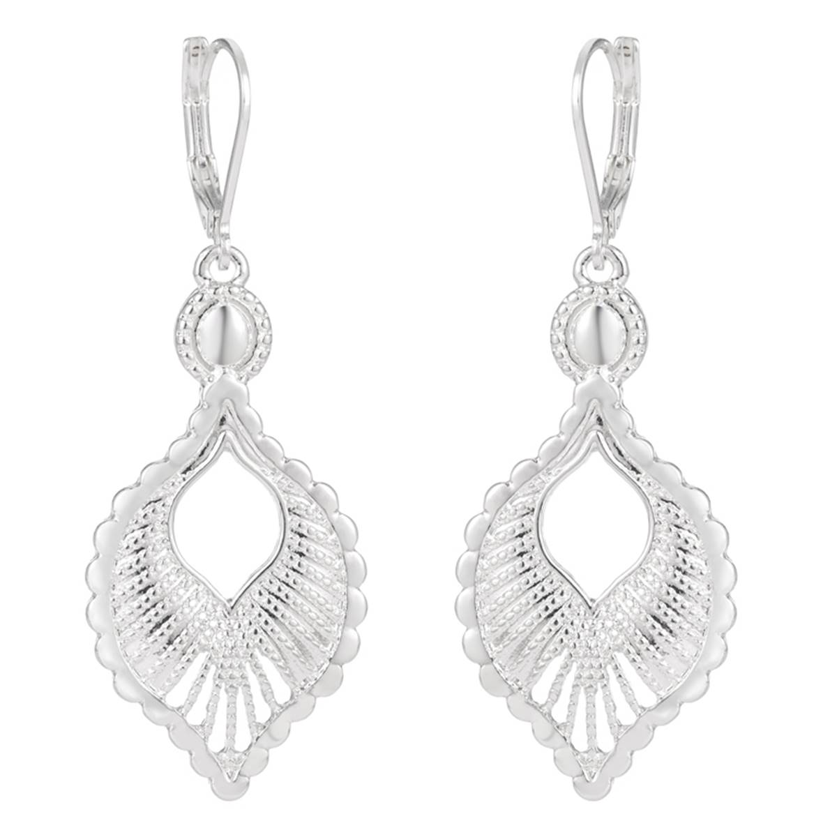 Gloria Vanderbilt Silver-Tone Feather Leverback Drop Earrings