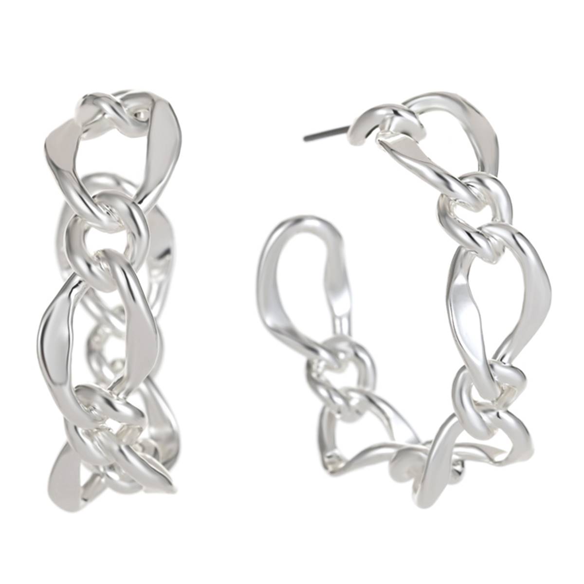 Gloria Vanderbilt Silver-Tone Links C Hoop Earrings