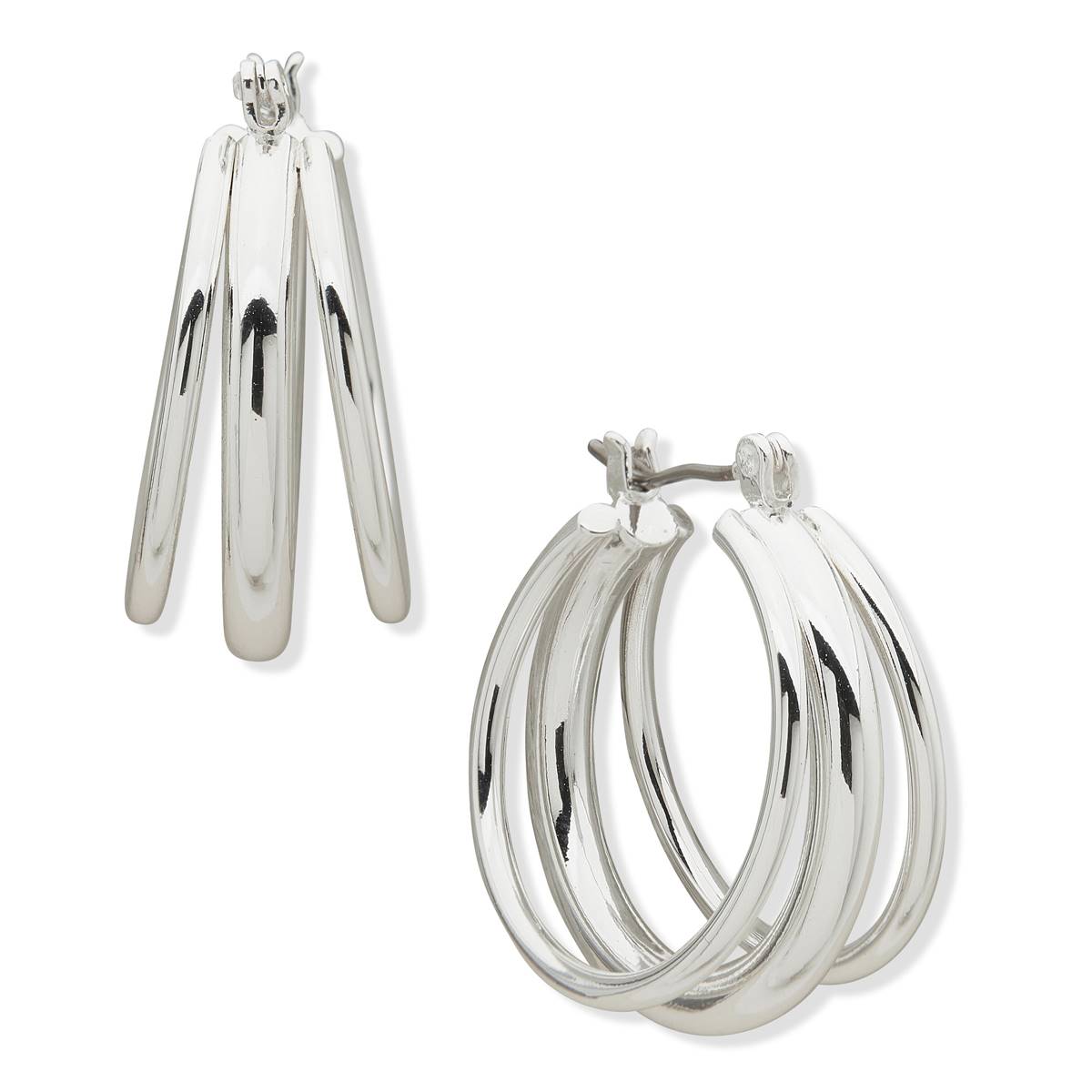 Gloria Vanderbilt Silver-Tone Multi Row Clicktop Hoop Earrings