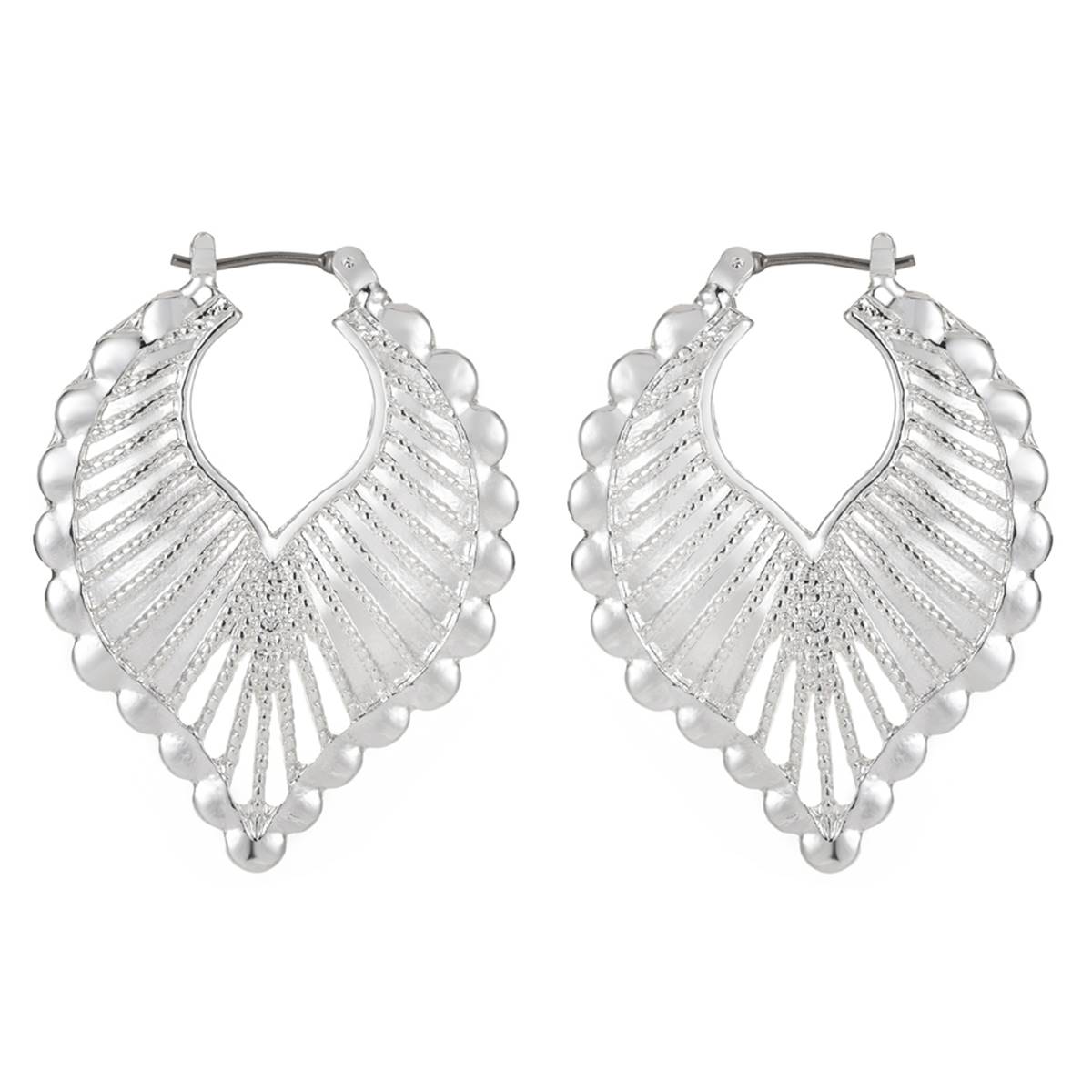 Gloria Vanderbilt Silver-Tone Feather Click-Top Hoop Earrings