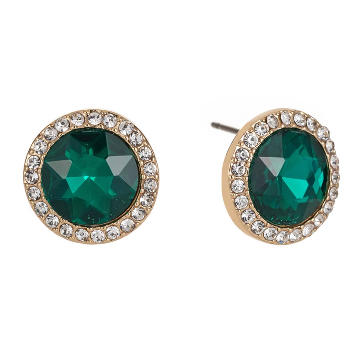 Gloria Vanderbilt Gold-Tone Emerald Crystal Pave Stud Earrings