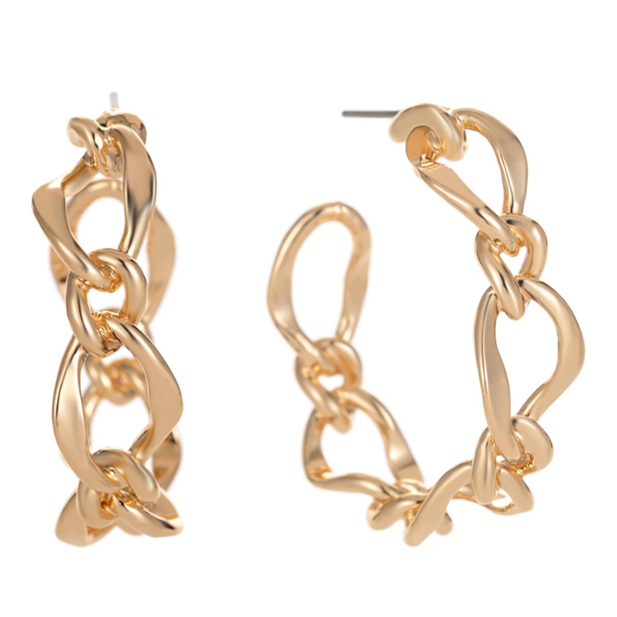 Gloria Vanderbilt Gold-Tone Links C Hoop Earrings