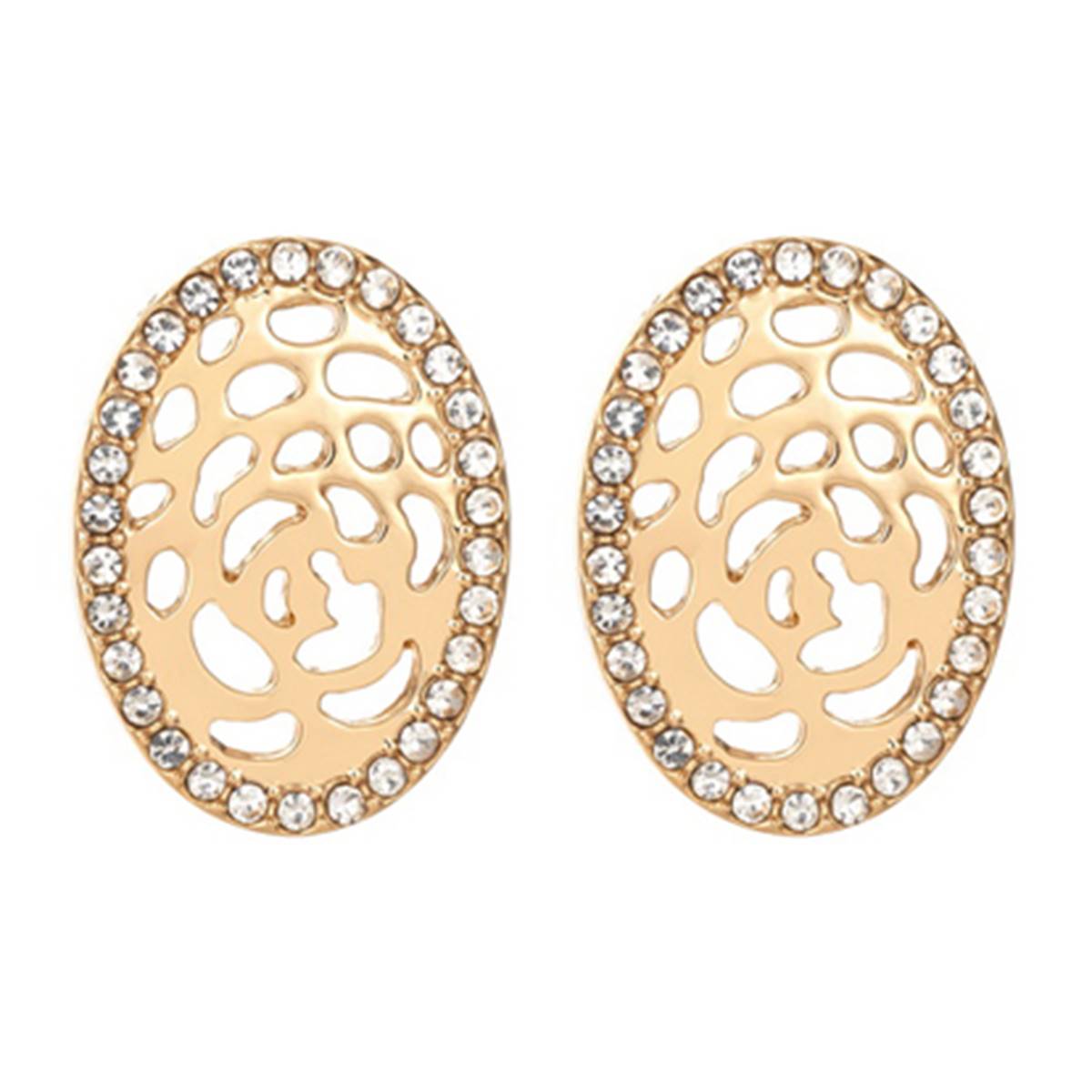 Gloria Vanderbilt Gold-Tone Crystal Filigree Oval Stud Earrings