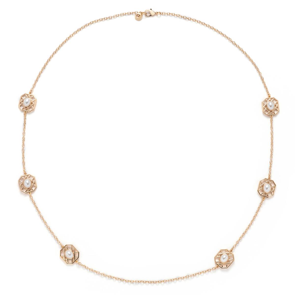 Gloria Vanderbilt Gold-Tone Pearl Lattice Strand Necklace