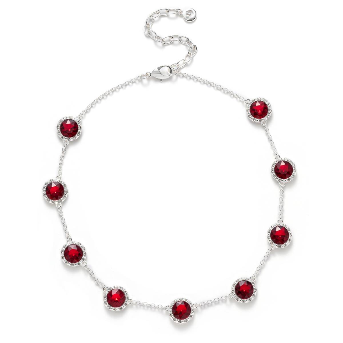 Gloria Vanderbilt Silver-Tone Red Crystal Pave Collar Necklace