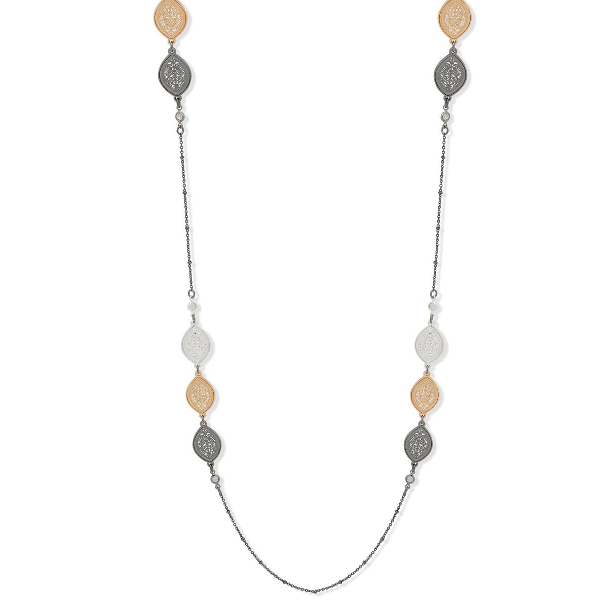 Gloria Vanderbilt Tri-Tone Crystal Strand Collar Necklace