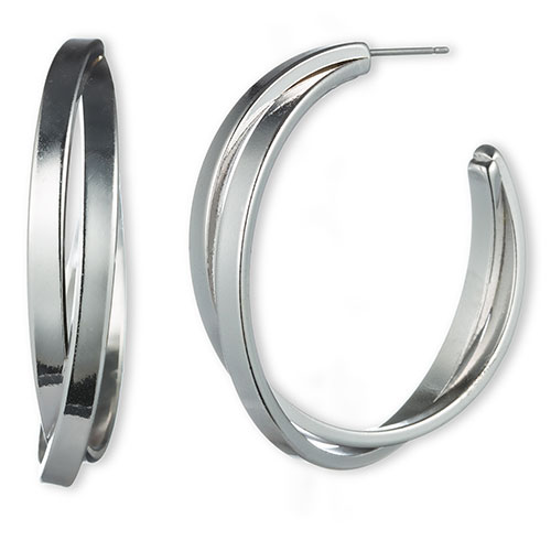 Gloria Vanderbilt Silver-Tone Twisted Hoop Earrings