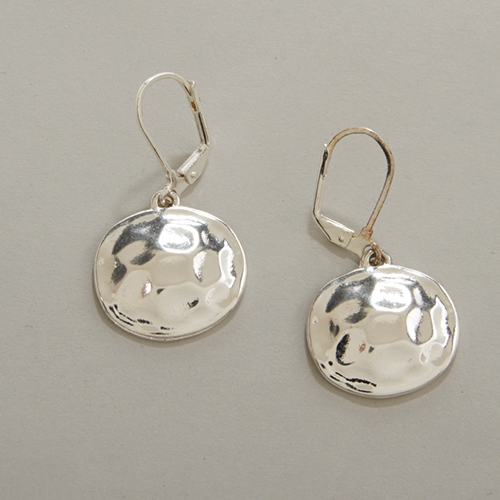 Gloria Vanderbilt Silver Hammered Drop Earrings