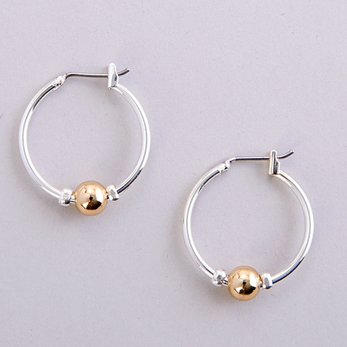 Gloria Vanderbilt Two-Tone Ball Hoop Earrings