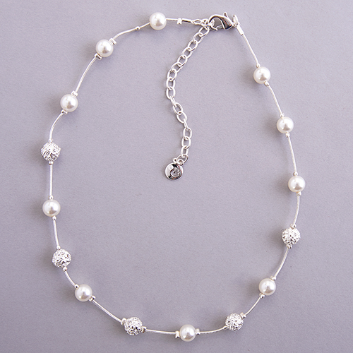 Gloria Vanderbilt Pave Ball & Pearl Necklace