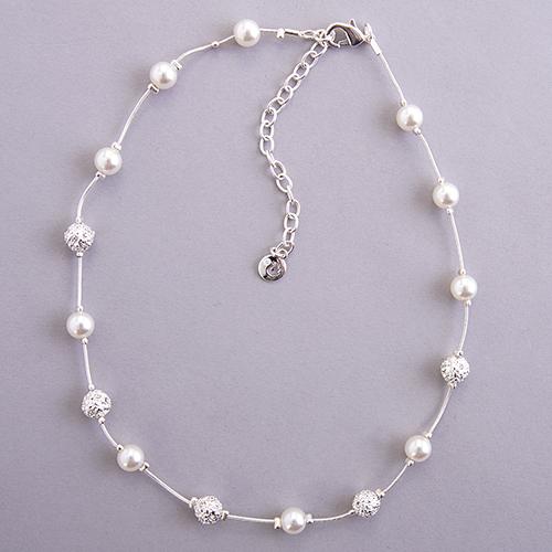 Gloria Vanderbilt Pave Ball & Pearl Necklace