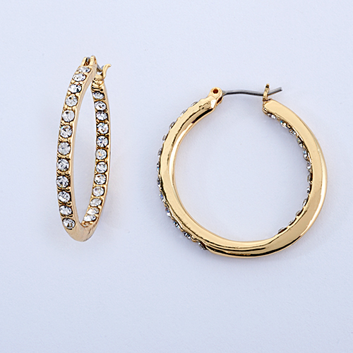 Gloria Vanderbilt Crystal Inside & Out Gold Hoops