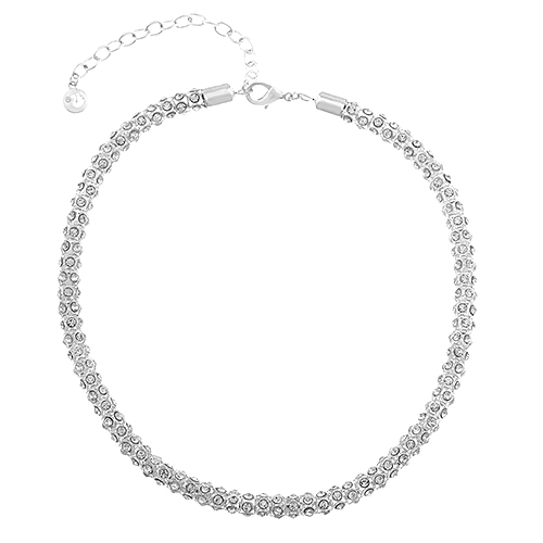 Gloria Vanderbilt Silver Mesh CZ Collar Necklace