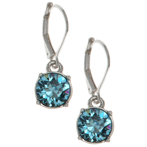 Gloria Vanderbilt Swarovski(R) Silver-Tone Aqua Stone Drop Earrings