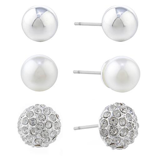 Gloria Vanderbilt 3pr. Pearl & Crystal Earrings Set