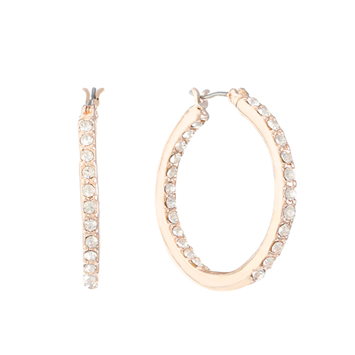 Gloria Vanderbilt Rose Gold-Tone & Crystal Hoop Earrings